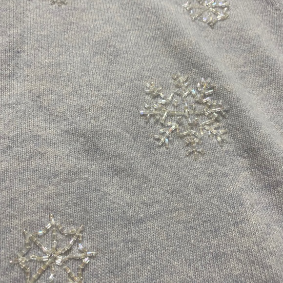 L.L. Bean Light Blue Snowflake Cardigan - Picture 6 of 10